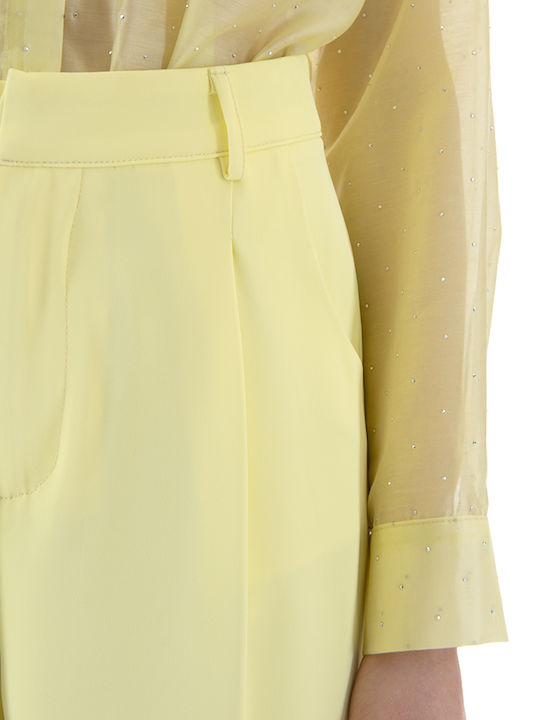 Women's High Rise Fabric Trousers Yellow Pants Twenty-29