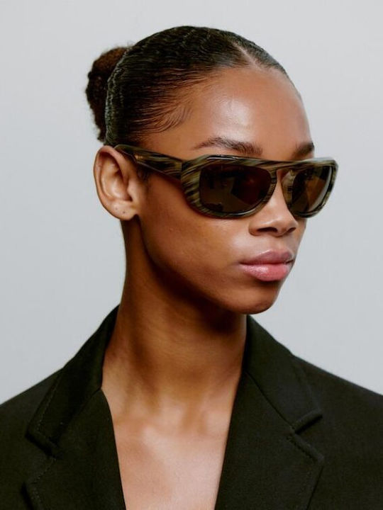 A.Kjaerbede Max Unisex Sunglasses with Horn-Rimmed Frame Striped Horn