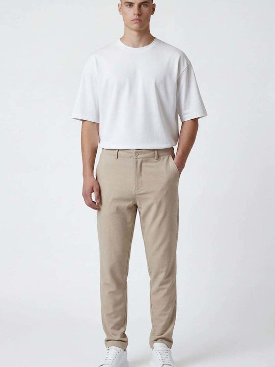 Herrenhosen Elastisch in Gerader Bein Stil Beige