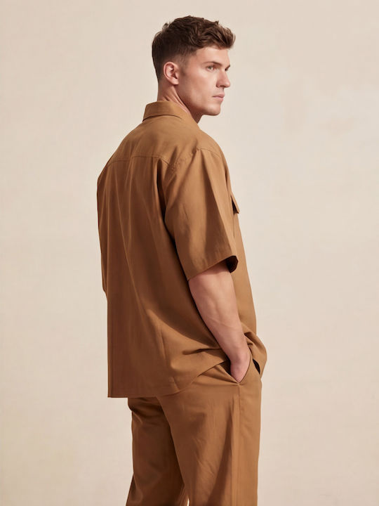 Trousers Set in Relaxed Fit Tabac Brown