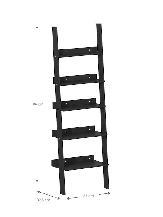 Βιβλιοθήκη Μαύρη 61x32.5x189εκ.