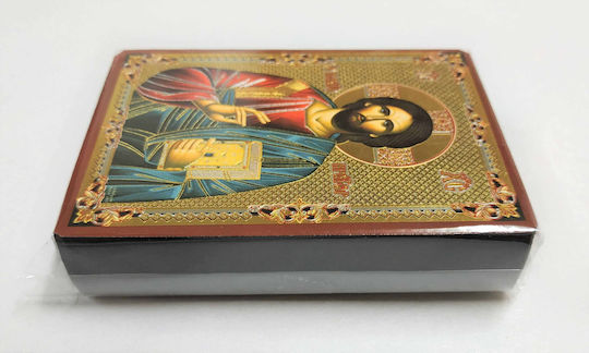 Jesus Christus Gesegnet Pantokrator Heiligenikone Flache Goldene Klammer Kategorie Papier Xkl No 00 Abmessung 6.5cm x 9.5cm Ikone Holz MDF S&K Byzantinische Ikonen