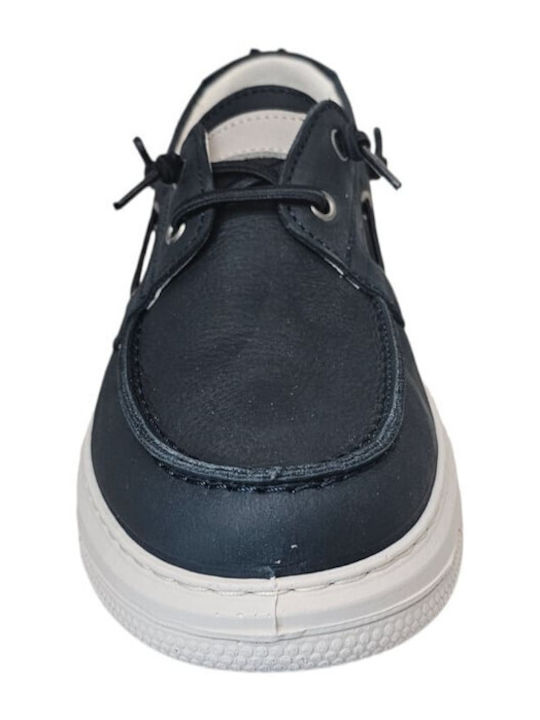 Leather Men's Casual Blue Shoes 39106-NO-BLUE