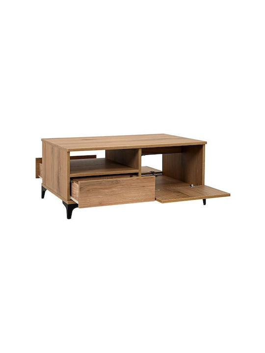 Rectangular Central Coffee Table Alicante Wooden with Drawers Natural Canella Oak M100xW64xH45cm