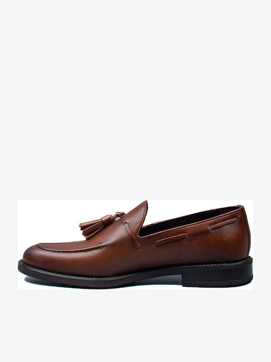 Leather Men's Loafers in Tabac Brown Color