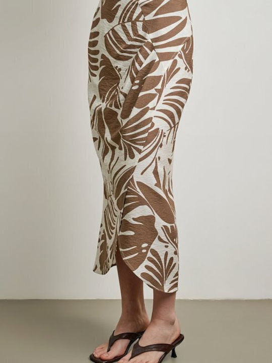 Midi Skirt Floral Brown