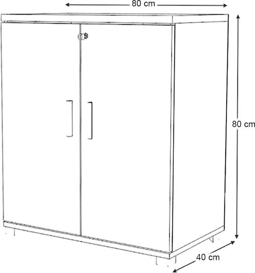 Шкаф За Бюро Venturo Дървен С Ключалка Антрацит 80x40x80см