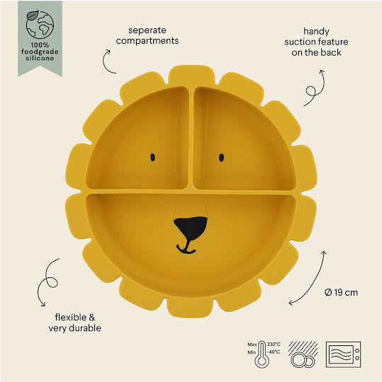 Trixie Baby Food Plate Mr Lion made of Silicone Yellow