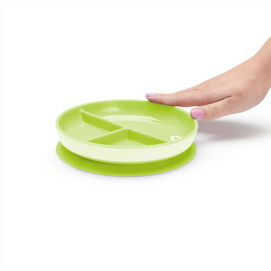 Munchkin Toddler Stay Put Suction Food Plate Made of Plastic Light Green