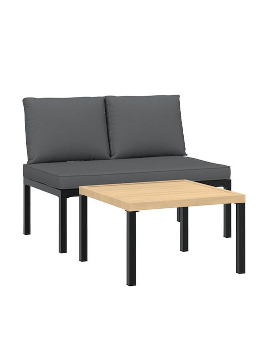 vidaXL Garten- und Outdoor-Möbelsets Wohnzimmer Typsatz 2 Stück Schwarz mit Kissen