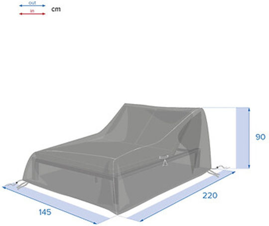 Hesperide Protective Cover for Chaise Lounge 220x145x90cm in Grey Colour