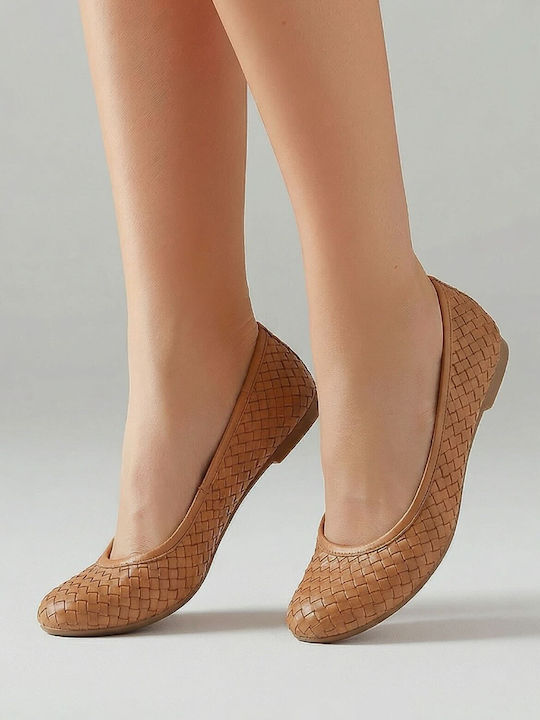 Damen Ballerinas Aus Leder In Braune Farbe