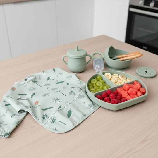 Lupin Feeding Set Green, Leaves, made of Silicone Green 5pcs