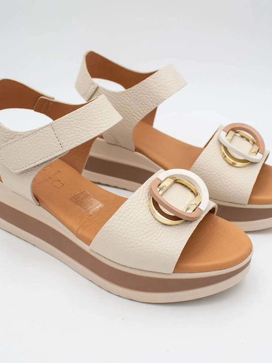 Leder Flache Damen Sandalen Weiß