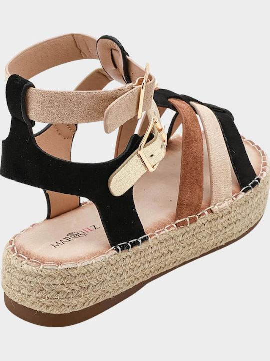 Sandale Casual Damă Gladiator Flatforme Negre