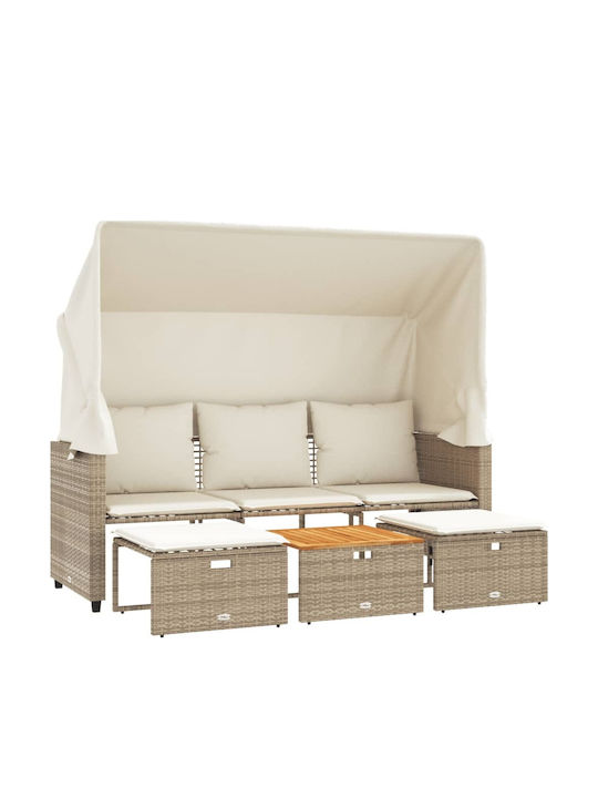 Ξαπλώστρα Τριπλή Rattan με Μαξιλάρι & Σκίαστρο με Τραπεζάκι Ξαπλώστρα Τριπλή Rattan με Μαξιλάρι & Σκίαστρο με Τραπεζάκι