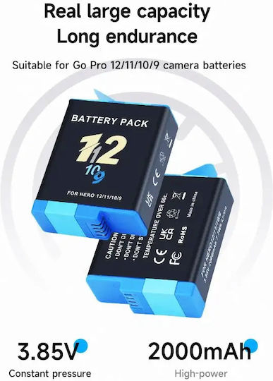Baterie De Schimb GoPro 9 10 11 12 Action Camera 3.85V 2000mAh 7.7Wh Li-ion Cp5643 1buc