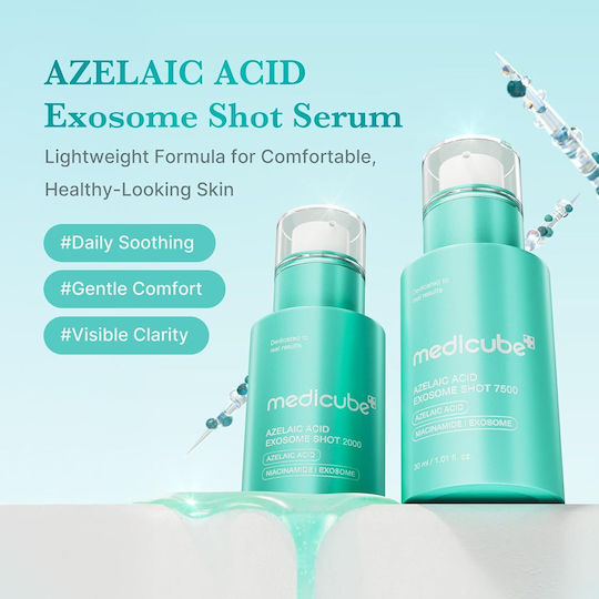 Medicube Azelaic Acid Exosome Shot 7500 Soothing Face Serum with Niacinamide & Hyaluronic Acid for Detoxifying & Nourishing 30ml