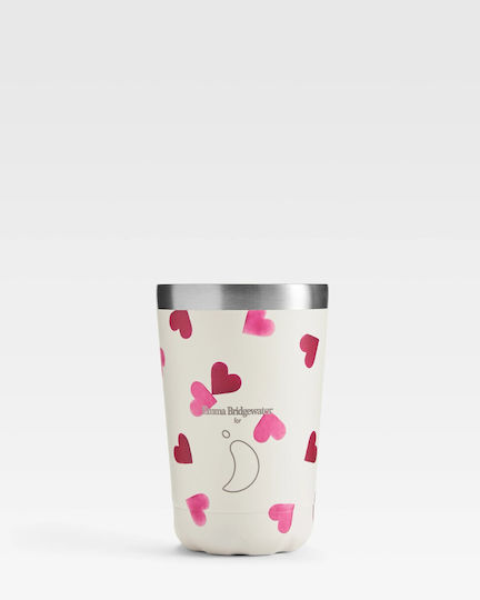 Chilly's Coffee Cup Emma Bridgewater Thermos Glass Stainless Steel / Plastic BPA Free 340ml E.b. Hearts with Straw