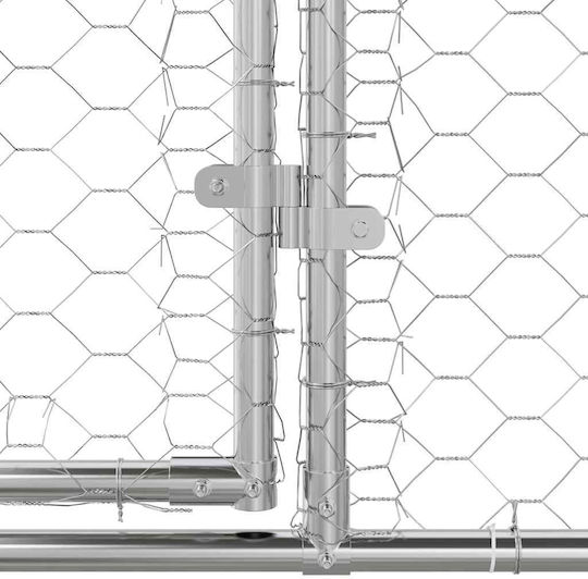vidaXL Μεταλλικό Πάρκο Σκύλου 600x200x200εκ. Ασημί