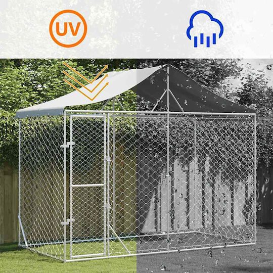 vidaXL Металик Парк За Кучета 300x150x250см Сребрист