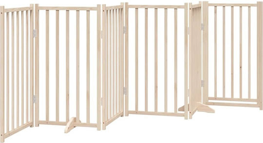 vidaXL Wooden Dog Divider with 6 Panels 300x90cm Fir Natural