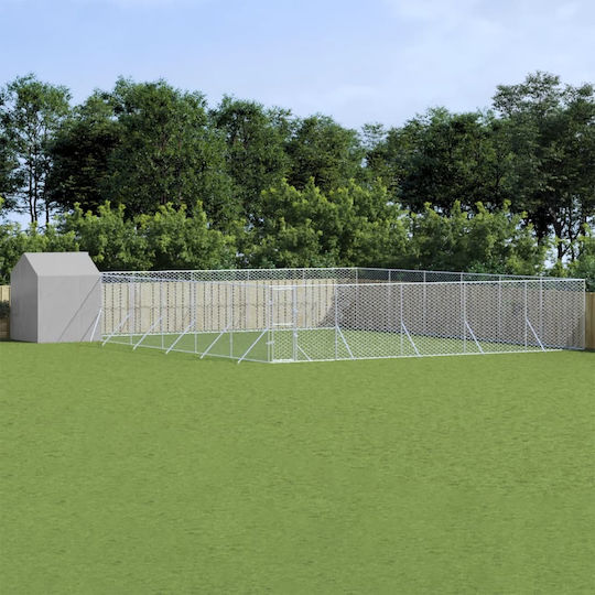 vidaXL Металик Парк За Кучета 1200x250см Сребрист
