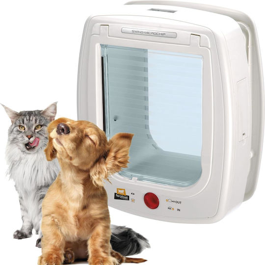Ferplast Swing Door Dog & Cat Large with Microchip Identification Recognition made of Plastic in White Color 26.5 x 16.2 x 31.5cm