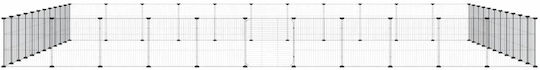 vidaXL Metallic Dog Park with 44 Panels 35x35x35 cm Black
