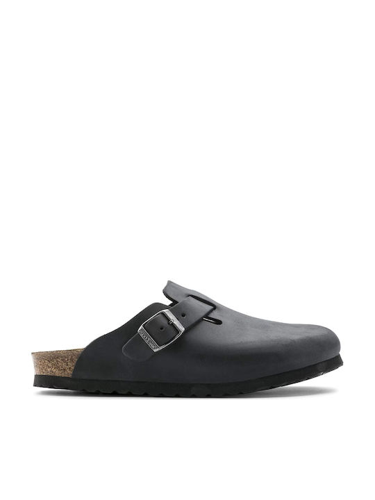 Birkenstock Saboti De Damă Din Piele Negri