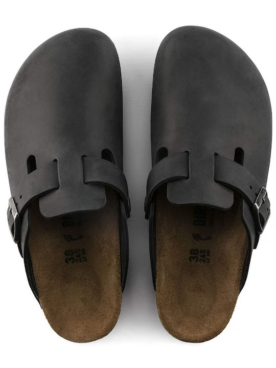 Birkenstock Saboti De Damă Din Piele Negri