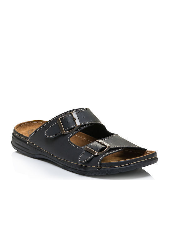 Leather Men's Sandals in Black Colour