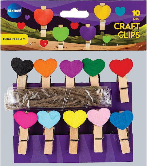 Wooden Clothespins Hearts Centrum 10 Pieces 80332