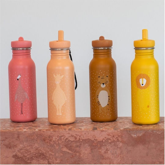 Trixie Kids Water Bottle Stainless Steel with Screw Cap Non Spill Yellow 500ml