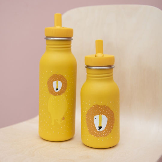 Trixie Kids Water Bottle Stainless Steel with Screw Cap Non Spill Yellow 500ml