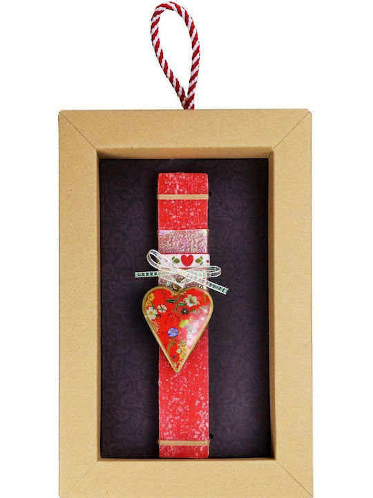 Easter Candle Round Handmade Red