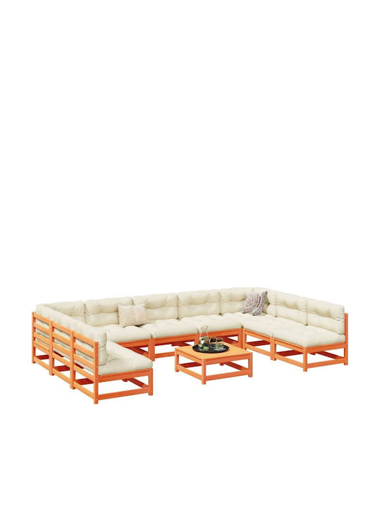 Garten- und Outdoor-Möbelsets 10 Stück Braune mit Kissen