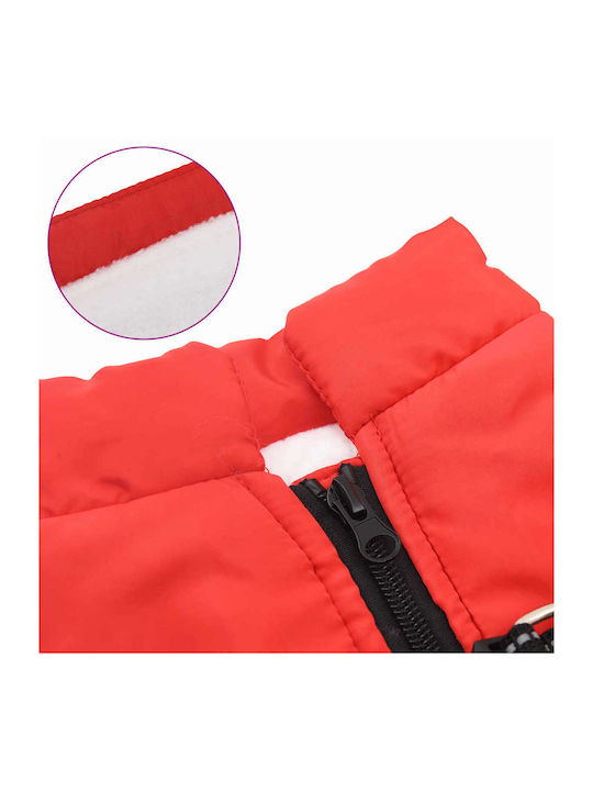 vidaXL Μπουφάν Σκύλου Fleece / Αδιάβροχο Κόκκινο Medium
