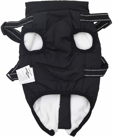 vidaXL Black Fleece / Waterproof Dog Coat Large