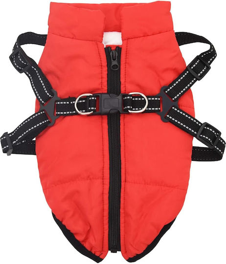 vidaXL Red Fleece / Waterproof Dog Coat Large