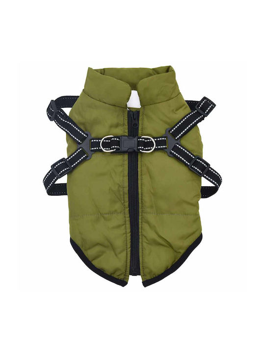 vidaXL Μπουφάν Σκύλου Fleece / Αδιάβροχο Πράσινο Medium