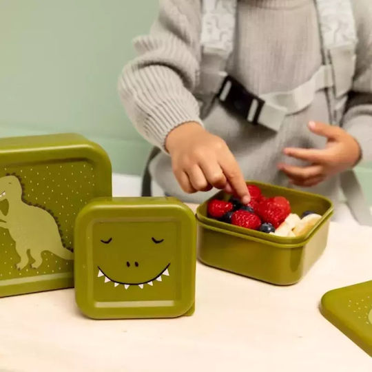 Trixie Nesting Snack Box Πλαστικό Παιδικό Σετ Φαγητού Δεινόσαυροι Πράσινο 11.5 x 11.5 x 6.5εκ.