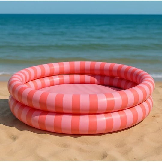 Swim Essentials "Red striped" Στρογγυλή Πισίνα PVC 60lt Φουσκωτή Ροζ