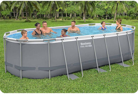Bestway Oval Swimming Pool 13430lt with Metallic Frame 549x274x122cm Gray