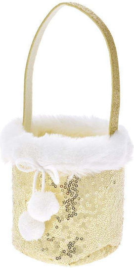 Iliadis Weihnachtliche Stoff Figur Korb Gold 12x12x12cm