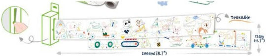 Drawing Roll Kit 2 M Includes Stickers 4 Wax Colored Pencils Safari Haku Yoka
