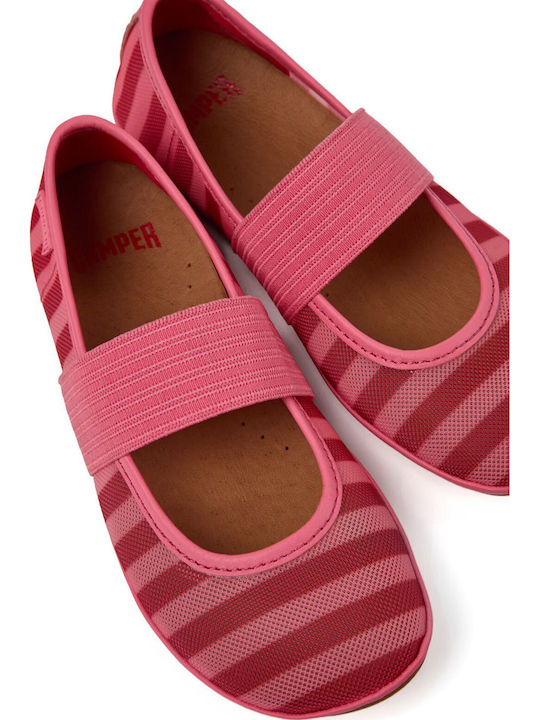 Kids Ballerinas with Hoop & Loop Closure Leather Pink