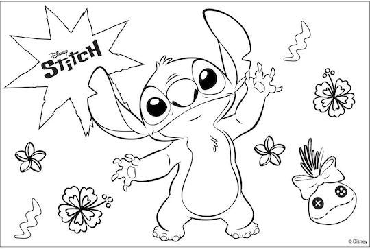 Zeichenblock 23x33cm 40 Stück Autok-sterntafel 2 Seiten Gold 2 Stück Lilo & Stitch