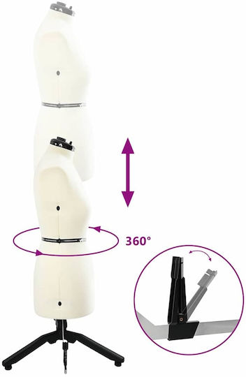 Vidaxl Adjustable Dress Form Female Cream M Velvet