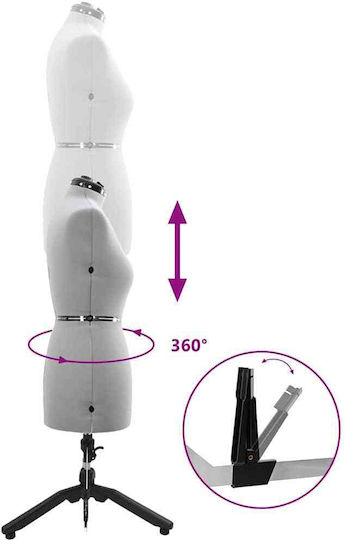 Vidaxl Adjustable Dress Form Women Gray M Velvet